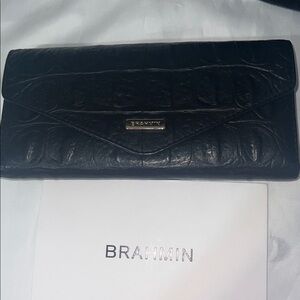 Brahmin Veronica in Black-Bergen Black Embossed wallet